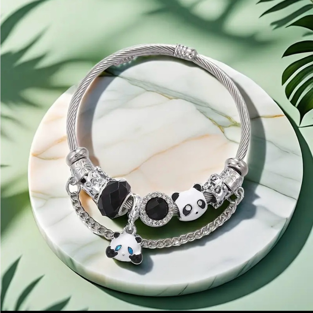 Silver Panda Charm Bracelet